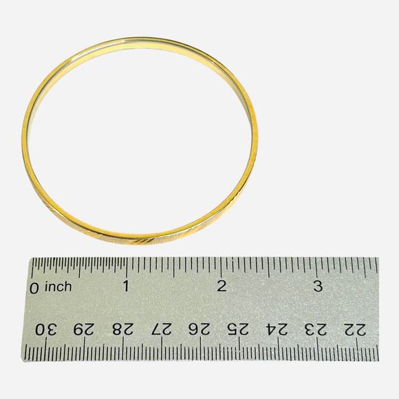 Vintage Monet Gold Tone Etched Bangle Bracelet - Picture 5 of 5